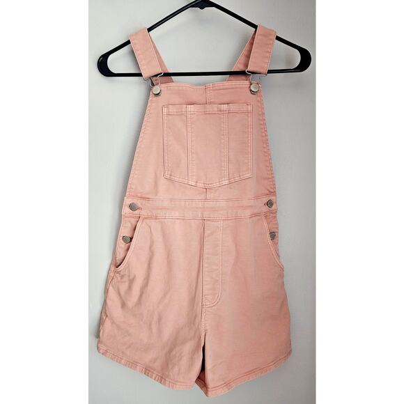 Rolla's Original  Short High Rise Cut Off Overalls, Pink, Anthropologie, Sz S - Picture 3 of 13